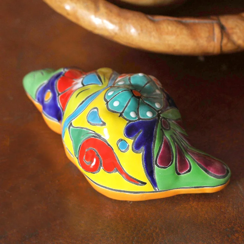 - Remote interactive pet feederTalavera Conch Talavera Style Ceramic Conch Sculpture from Mexico