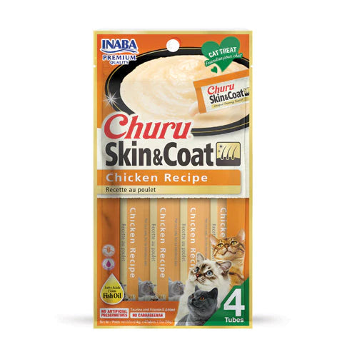 Pet ProductsINABA CAT CHURU PUREE SKIN & COAT Chicken 56G