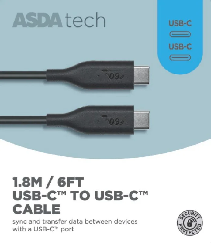 - Custom pet birthday cakeASDA Tech Type C to Type C Cable - Black 1.8m