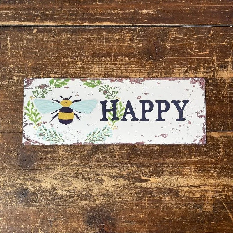 - Parrot climbing and standing wooden frameVintage Bee Happy Sign Metal Wall Mounted - 42cm