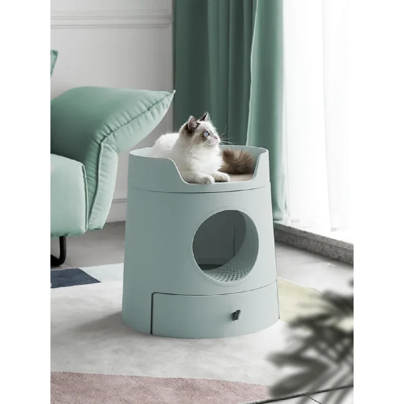 - Remote interactive pet feederMAYITWILL CAT CASTLE SEMI CLOSED LITTER BOX - MORANDI GREEN