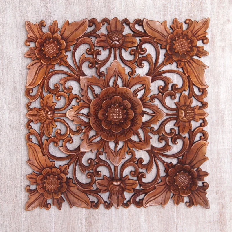 - Pet fence foldable indoorFloral Adornment Hand Carved Suar Wood Floral Wall Relief Panel