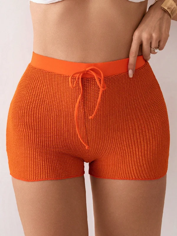 - Climbing pet constant temperature heating padSHEIN Swim Ladies Solid Color Simple Daily Wear Orange Drawstring Waist Cover Up Shorts