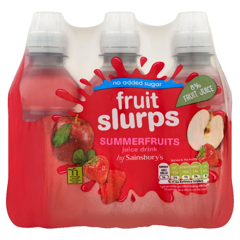 ---Sainsbury's No Added Sugar Fruit Slurps Summer Fruits Juice Drink 6x250ml