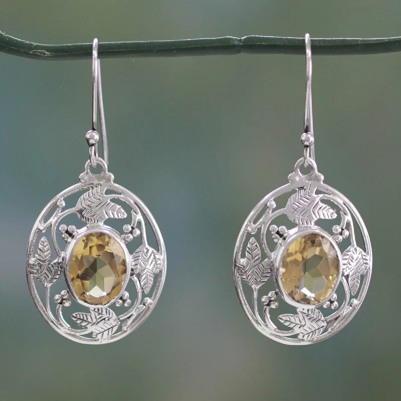 Pet ProductsSunshine Avatar Indian Sterling Silver Dangle Earrings with Citrine