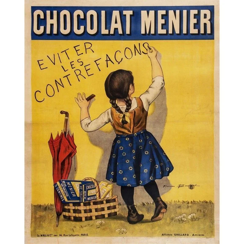 ---Vintage Chocolate Menier Sign Metal Wall Mounted - 42cm