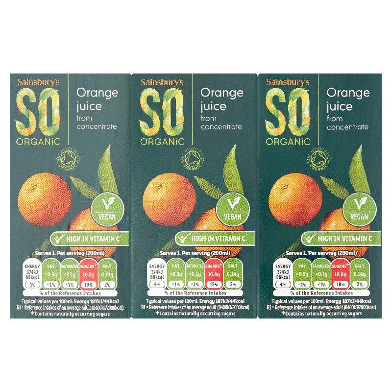 ---Sainsbury's Orange Juice Drink, SO Organic 3x200ml