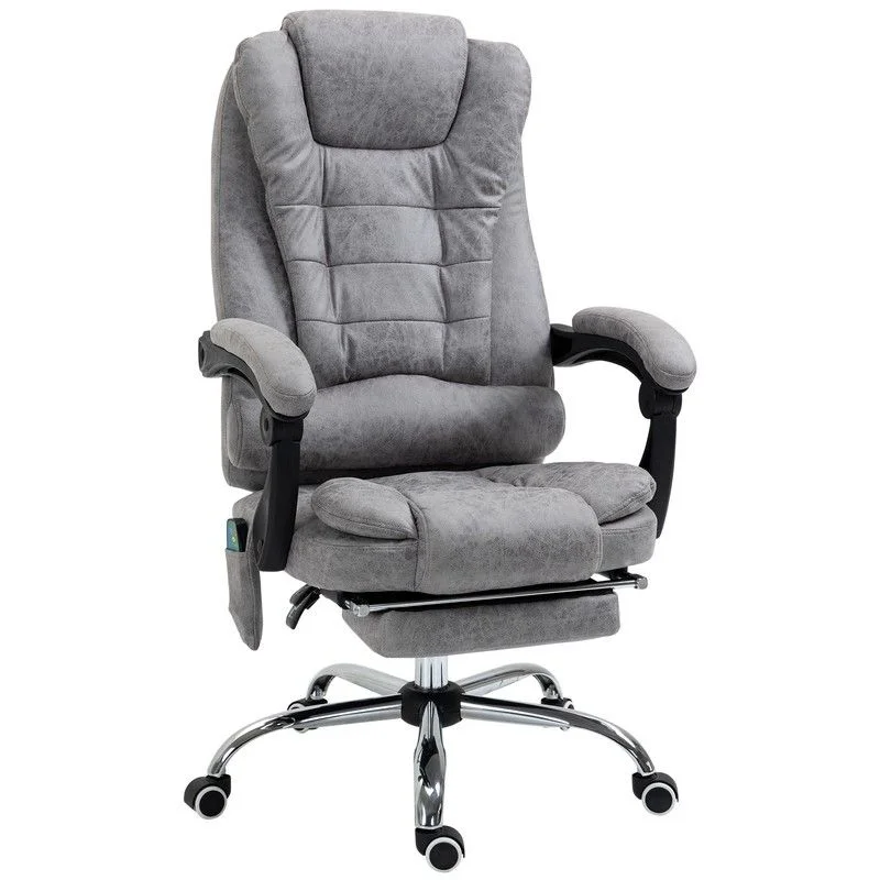 ---Vinsetto Heated 6 Points Vibration Massage Executive Office Chair Adjustable Swivel Ergonomic High Back Desk Chair Recliner With Footrest Grey