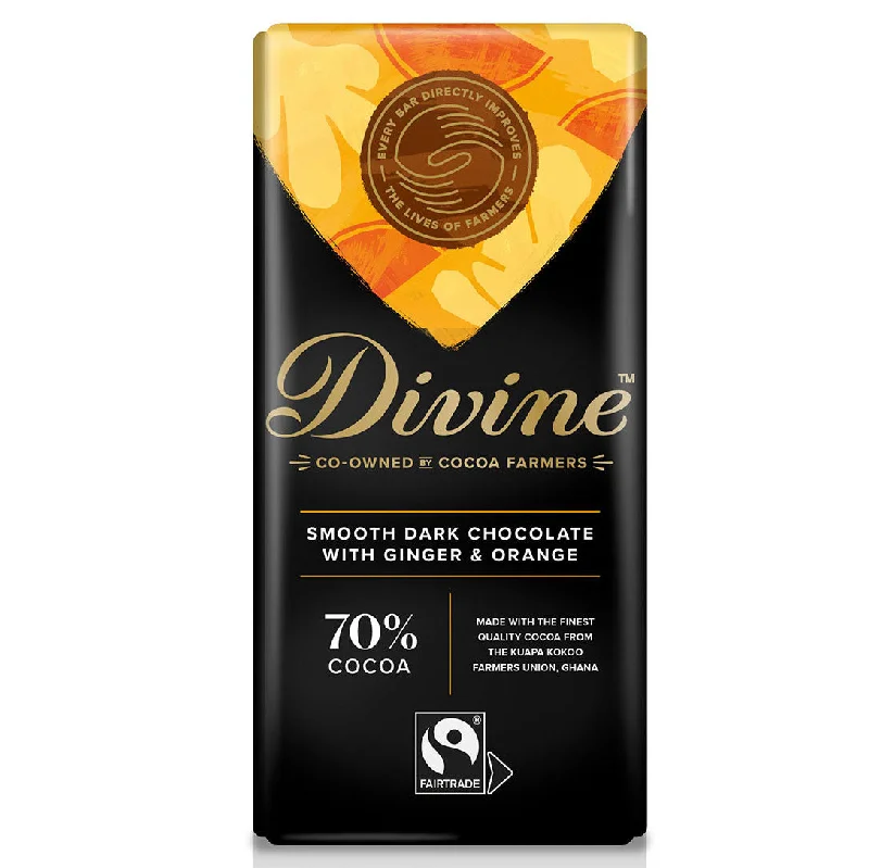 - Automatic induction pet water dispenserDivine Fairtrade 70% Dark Chocolate Bar with Ginger & Orange 90g