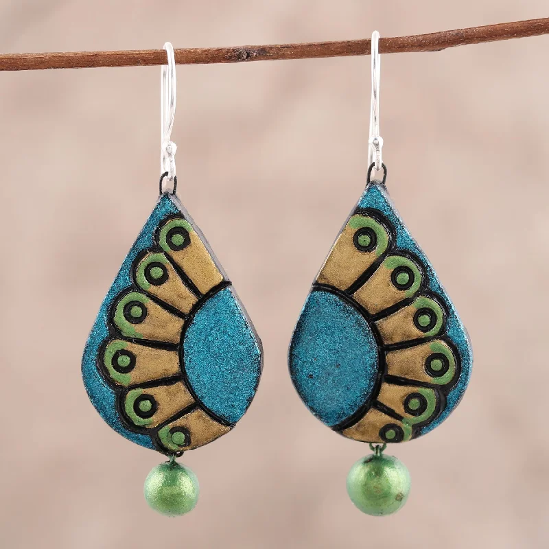 - Deodorizing cat litter tofu litterFeather Droplet Hand-Painted Droplet Ceramic Dangle Earrings from India