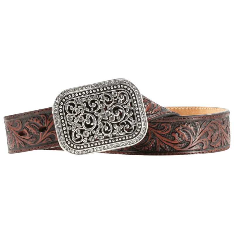 - Custom pet birthday cakeWomens Rhinestone Filigree Belt - Brown Tooled