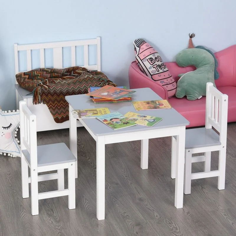 - Summer pet ice matHomcom Kids Three-Piece Table and Chairs Set  Grey & White