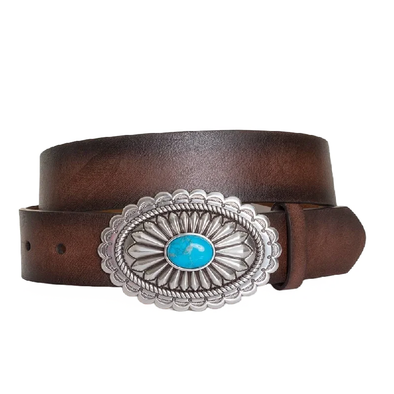 - Dog anti-slip matLucinda Brown Leather Belt with Silver & Turquoise Buckle