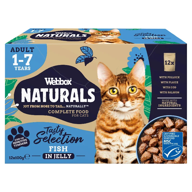    - Cat food for coat health  Webbox Naturals Adult Fish Selection in Jelly Wet Cat Food 12x100g