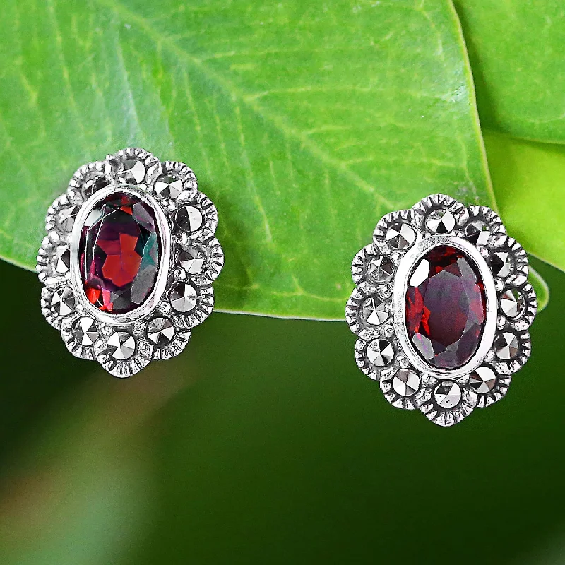 - Pet water dispenser UV sterilization versionRed Lotus Flowers Garnet and Marcasite Stud Earrings from Thailand