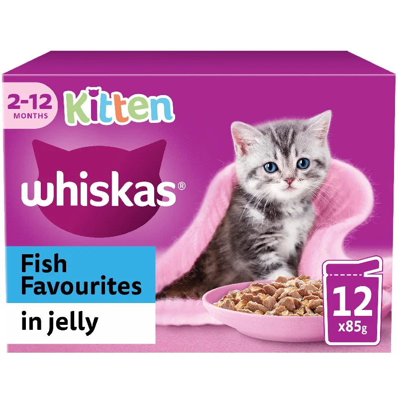    - Cat food for digestive health  Whiskas Kitten Fish Favourites Wet Cat Food Pouches in Jelly 12x85g