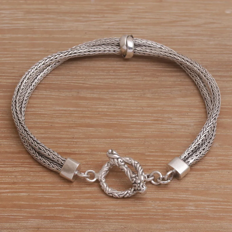 - Rabbit grass rack to prevent waste food boxWithout End Sterling Silver Double Strand Chain Bracelet from Bali