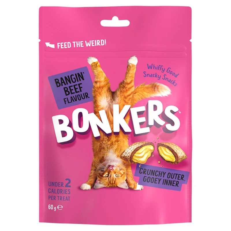 4. **Price and Purchasing**  Bonkers Bangin Beef Flavour Cat Treats 60g