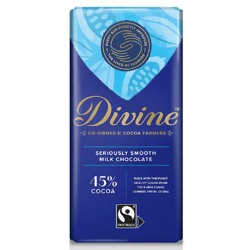 ---Divine Fairtrade 45% Milk Chocolate Bar 90g