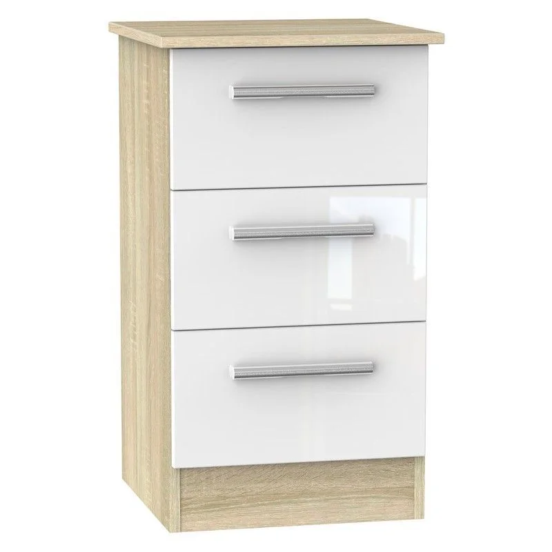 - Air box TSA certified check-inBuxton Slim Bedside Table Natural & White 3 Drawers