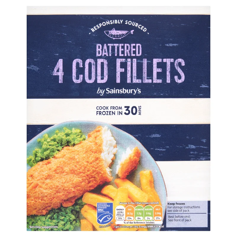 - Air box TSA certified check-inSainsbury's Battered Cod x4 500g