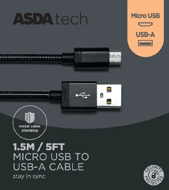 - Foldable and portable cat bagASDA Tech Micro USB Cable - Metal Black 1.5m