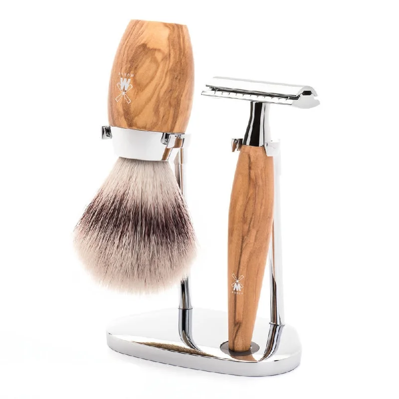 - Air box TSA certified check-inMÜHLE Kosmo 3 Piece Shaving Set - Olive Wood