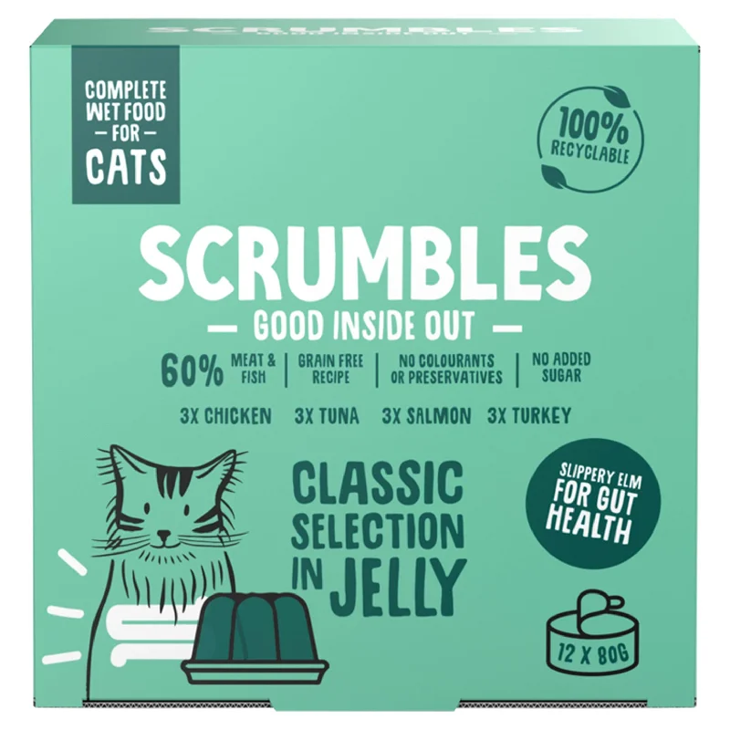    - Where to buy imported cat food  Scrumbles Classic Selection in Jelly Wet Cat Food Tins 12x80g