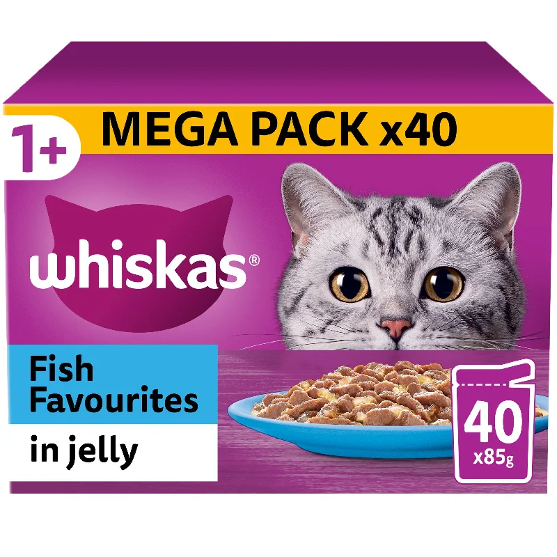    - Grain-free cat food recommendations  Whiskas 1+ Fish Favourites Adult Wet Cat Food Pouches in Jelly 40x85g