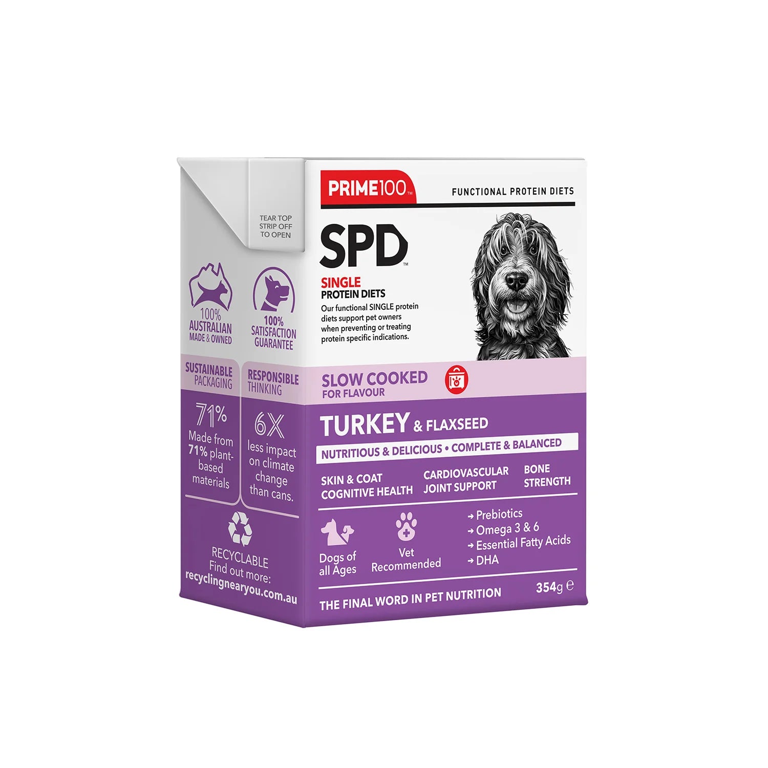 - Pet stroller can be taken on the planePrime100 Dog Wet Food - SPD™ Slow Cooked Turkey & Flaxseed